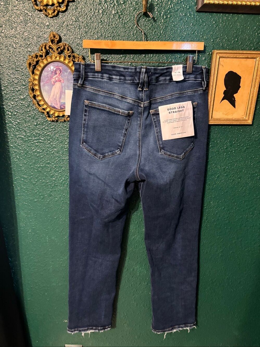 Good American Good Legs Straight Leg Jeans Size 14 Indigo Blue NWT - Picture 2 of 6